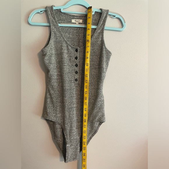 Madewell Heather Grey Sleeveless Indy Henley Bodysuit, Sz S, NWOT - Picture 7 of 7
